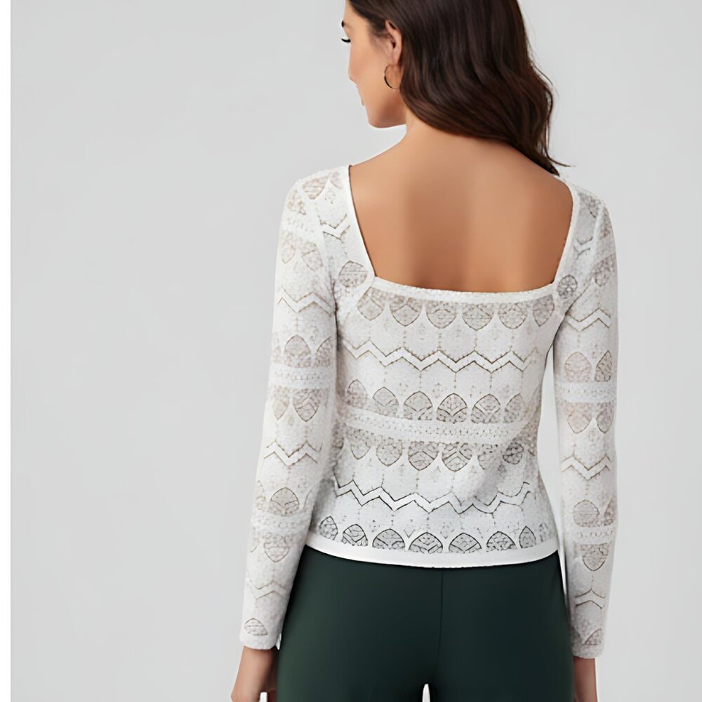 Sweetheart Lace Trim Lace Top - Picture 4 of 7